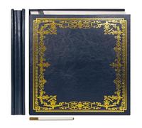 Vienrose Album Grande Autoadesivo Copertura in Pelle Album Scrapbook 27×28 cm Stampa Vintage Libro dei Ricordi DIY 40 pagine Vuote con una Penna Metallica, Blu navy