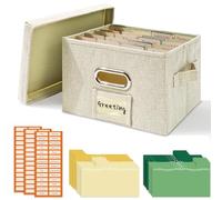 Vienrose Greeting Card Organizer, Scatola Portaoggetti con 20 Divisori Regolabili Scatola Portaoggetti Pieghevole per 150 Biglietti, Adesivi per Ricette Foto Buste Bollette Dischi in Vinile, Beige