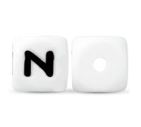 VIEPGJ 10~50 pezzi/lotto perline con lettere dell'alfabeto inglese da 12 mm per la creazione di gioielli fai da te, accessori per catene con nomi personalizzati-N