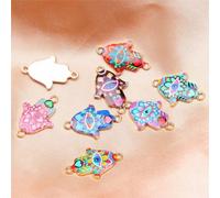VIEPGJ 10 pezzi di connettori con motivo smaltato per amuleti fai da te, gioielli portafortuna, creazione di braccialetti popolari, cavigliere, doppi pendenti, accessori - 10 pezzi KC 2