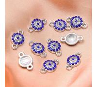 VIEPGJ 10 pezzi di connettori con motivo smaltato per amuleti fai da te, gioielli portafortuna, creazione di braccialetti popolari, cavigliere, doppi pendenti, accessori - 10 pezzi, bianco K 3