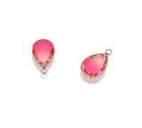 VIEPGJ 10 pezzi/lotto di ciondoli a forma di goccia d'acqua in C colorato di rame per gioielli fai da te, accessori pendenti in C scintillante - rosa sfumato