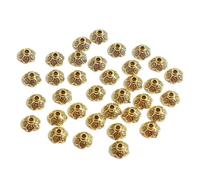 VIEPGJ 50 pezzi di perline distanziatrici a forma di fiore in foglia d'oro color argento antico tibetano per la creazione di gioielli, accessori fai da te per ricamo, 9 mm