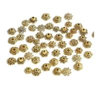 VIEPGJ 50 pezzi di perline distanziatrici a forma di fiore in foglia d'oro color argento antico tibetano per la creazione di gioielli, accessori fai da te per ricamo - 10 stili 100 pezzi