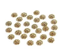 VIEPGJ 50 pezzi di perline distanziatrici a forma di fiore in foglia d'oro color argento antico tibetano per la creazione di gioielli, accessori fai da te per ricamo - 9 mm_a