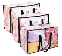 Vieshful Confezione da 3 Borse Trasparenti 110L Sovradimensionato Borse porta Abiti con Doppie Cerniere Maniglie Robuste Totalizzatore per Piumoni e Coperte