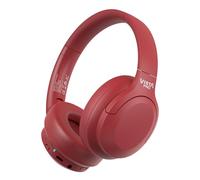 Vieta Pro - Cuffie Bluetooth senza fili Fascia con Dual Pairing. Suono stereo e 50 ore di riproduzione, modalità gaming con microfono integrato per PC/Telefono, USB Type-C e pieghevole Stream rosso