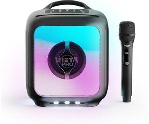 Vieta Pro - Potente altoparlante Bluetooth da 100W con luci LED RGB, batteria 9H, TWS, USB, microSD, karaoke con microfono e comando, doppio ingresso microfono, portatile per feste ed eventi, Party 55