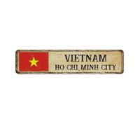 Vietnam Ho Chi 'Minh City Hanging Metal Tin Sign Country Dorm Signs National Country Souvenir Road Home Decor Targhe in latta per cortile, patio aziendale, 10,7 x 45,7 cm