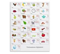 Vietnamese Language Chart Metal Sign Wall Art Decor Vintage Aesthetic Poster Print for Classroom Living Room Bar(Framed,12x18inch(30x45cm))