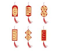 Vietnamese New Year Ornaments - Set Of 6 Tree Pendant Decor, Vietnamese New Year Charm, 2025 Lunar New Year Ornament, Decorative Fortune Bringing Decor With Rope For Car Potted Plants