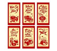 Vietnamese Red Envelopes - 2026 Glitter New Year Packets, 6-Piece Festive Money Holders, Ideal for Weddings, Birthdays, or Holiday Celebrations, Decorative Envelopes, for Parents Family Party Events