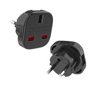 VIEVRE 2 adattatori da viaggio UK a DE, adattatore da viaggio Inghilterra Germania, spina da viaggio tipo G, adattatore da Inghilterra per UE a Inghilterra, Scozia, Irlanda, Dubai/Maldives, nero