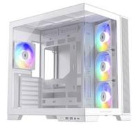 Silentware View A-RGB White Midi Tower Case PC, parte anteriore e laterale in vetro temperato, 4 ventole A-RGB da 120 mm, 4 pin-PWM a 3 pin, GPU fino a 410 mm, USB-C, ATX/mATX/ITX, design showcase