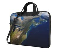 View from Space America - Borsa a tracolla per computer portatile, per uomo e donna, Nero, 14 inch