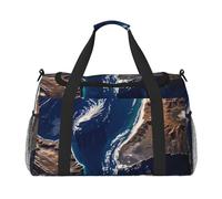 View of Earth from the Outer Space - Borsone da viaggio per uomini e donne, borsa da viaggio pieghevole e spaziosa borsa da viaggio per riporre articoli da toeletta, articoli personali, nero, L, Nero
