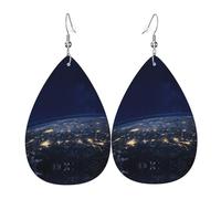 View Of Earth - Set di orecchini a goccia, orecchini in pelle alla moda pendenti a cerchio per donne regalo di compleanno