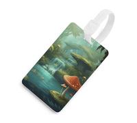 View of Fantasy River - Targhetta per bagagli a forma di fungo con nome, carta d'identità, etichetta per bagagli da crociera per individuare rapidamente valigie, adatta per uomini e donne, zaino per