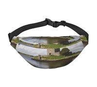 View of The Dunguaire Castle Marsupio da uomo e da donna Marsupio alla moda ovunque borsa a tracolla portafoglio marsupio con cinturino regolabile impermeabile per viaggi escursionismo sport, nero,