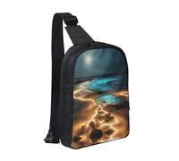 View Under The Moon - Borsa a tracolla con doppia tasca, perfetta per concerti, sport, viaggi, ciclismo ed escursionismo, Vista Sotto la Luna, Taglia unica