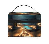 View Under The Moon Borsa cosmetica impermeabile portatile di grande capacità 23x17x16cm per viaggio sport all'aria aperta regalo compagno di nozze, Nero , Taglia unica
