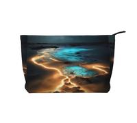 View Under The Moon - Borsa per il trucco in velluto a coste con chiusura a cerniera, multifunzione, 22 x 7 x 17 cm, per viaggi, campeggio, vacanze, fitness, Nero , Taglia unica