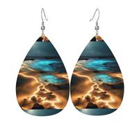 View under the moon - Coppia di orecchini a goccia in finta pelle, da donna, leggeri, pendenti in pelle