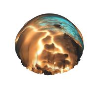 View under the moon Cuffia da doccia con stampa - Cuffia da bagno a doppio strato con fodera elastica, ideale per casa, spa, hotel e viaggi