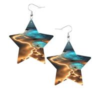 View under the moon Stampe Orecchini in pelle a forma di stella Accessori leggeri ed eleganti per feste, balli e vita quotidiana.