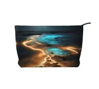 View under the moon - Trousse per trucchi in velluto a coste, versatile, con cerniera, per uso quotidiano e organizer da viaggio, Nero , Taglia unica