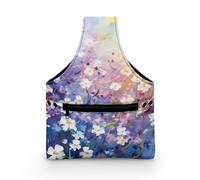 Viewamoon Borsa organizer per filati da cucito viola, da donna, taglia S, stile retrò, floreale, con manici, per viaggi, tasca frontale multipla, per kit da cucito, 20 x 25 x 4 cm