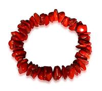 Vifaleno Bracciale in corallo, naturale, rosso, frammento, 8-13 mm, lungo 19 cm, estensibile