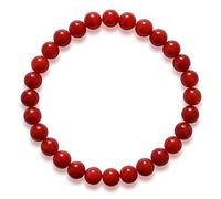 Vifaleno Bracciale in corallo, naturale, rosso, rotondo, 3 mm, elastico