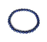 Vifaleno Bracciale in lapislazzuli, Naturale, Blu Profondo, Rotondo, sfaccettato, 6 mm, Lungo Circa 19 cm, Estensibile