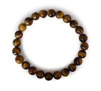 Vifaleno Braccialetto elastico con occhio di tigre, naturale, rotondo, 6 mm, lunghezza 19 cm, 19 cm, Gemma