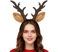 Vifcotlyp Fascia per capelli con corna di cervo, fascia per capelli con corna di renna Accessori per costumi da cervo per donne e uomini per Natale, Halloween, feste in maschera