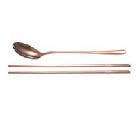 VIFER Set di 2 Bacchette e Cucchiaio Acciaio Inossidabile, 2 Pezzi, Posate Coreane con Cucchiai e Bacchette per Regalo Casa Cucina Ristorante, Rosa