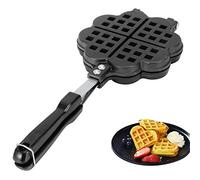 VIFERR Piastra per Waffel 4 Blocchi Antiaderente Waffle Maker a Forma di Cuore con Manico Resistente al Calore per la casa per fornello a gas