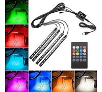 VIFERR Striscia LED Auto Interni 48 Luci LED Interne per Auto con Musica ad Attivazione Sonora Kit di Illuminazione Musicale a LED 12V per Interni