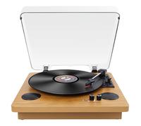 VIFLYKOO Bluetooth Vintage Vinyl Turntable 3 Speeds 33/45/78 RPM with 2 Integrated Speakers and Digital Encoder, Belt Transmission, RCA/AUX/Headphone/LP -Natural Wood