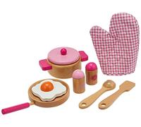 Set di stoviglie in legno rosa