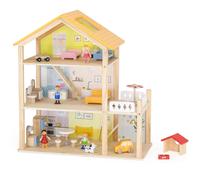 viga casetta per bambole in legno con personaggi e accessori