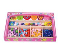 VIGA-Cuore Glooke Selected-Confezione 180 Perline Legno con 5 Lacci 317, Multicolore, 6934510527297, 52729