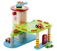 Garage Multipiano in Legno - Gioco di Ruolo con Auto, Elicottero e Pista