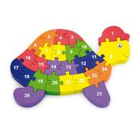 VIGA - Puzzle 3D in Legno a Forma di Tartaruga 2 in 1 - Numeri e Lettere