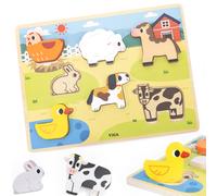 Viga puzzle in legno Montessori Fattoria 2 in 1