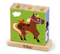 VIGA Toys - 50833 - impilabile Cube Puzzle - Animali della Fattoria - 9PCS