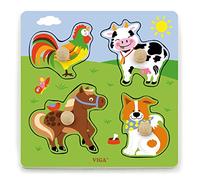 VIGA Toys - 50839 - Grande manopola Puzzle in Legno - Animali della Fattoria