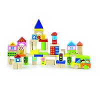 VIGA- Vasca di Legno Building Blocks, Colore 75 Pezzi-City, 50287