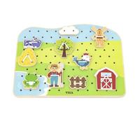 VIGA Wooden Farm Lacing Game Set, Multicolore